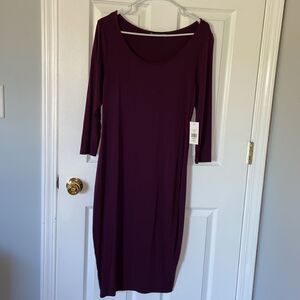 Dark purple 3/4 sleeve bodycon dress